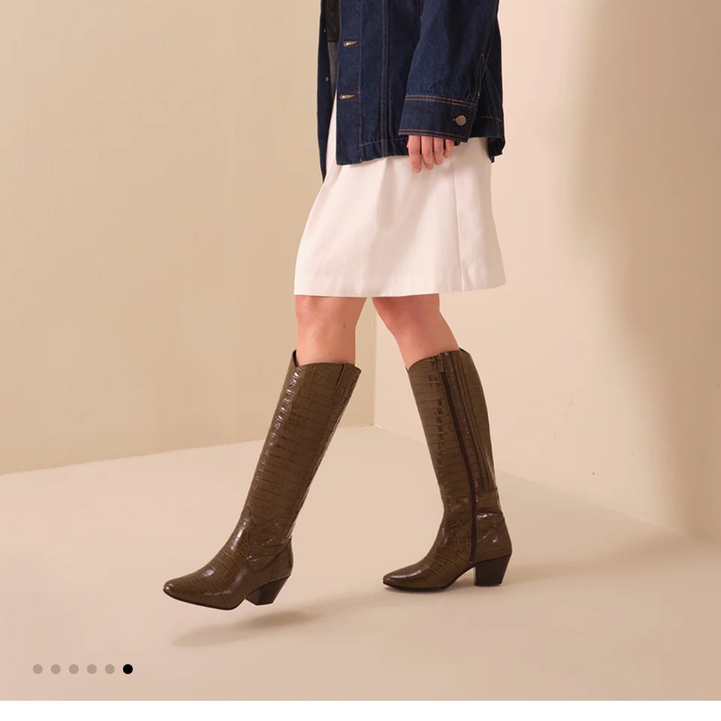 Duo Boots Forest Green Croc Knee High Boots 7.5/38 Calf Width 44cm